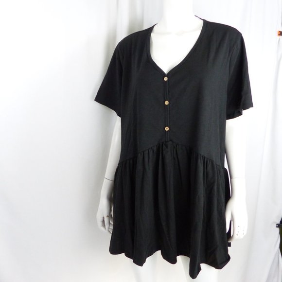 Terra & Sky Women's Plus Size Knit Babydoll Henley - Picture 2 of 5